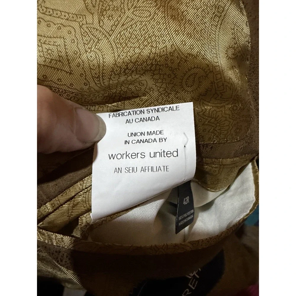 Cremieux Mens Two Button Sport Coat Micro Suede Polyester Brown Size 42R